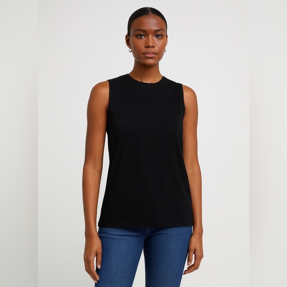 Eileen Fisher Classic Black Muscle Tee size Small Capsule Minimalist
